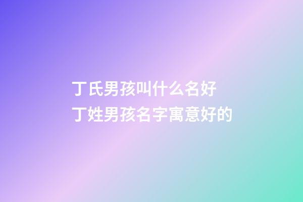 丁氏男孩叫什么名好 丁姓男孩名字寓意好的-第1張-公司起名-玄機派